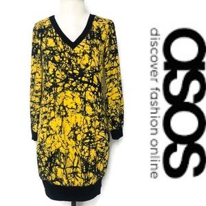 ASOS Abstract Print V-Neck Dress Small